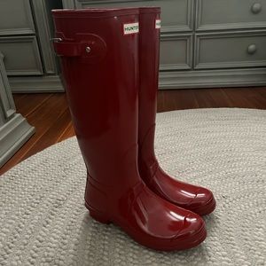 HUNTER original tall gloss rain boots - military red